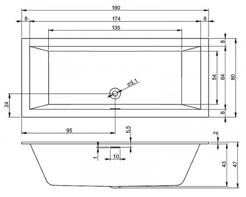 Приобрести Акриловая ванна Riho Rething Cubic 190х80 B108001005 (BR1000500000000) без гидромассажа в магазине сантехники Santeh-Crystal.ru