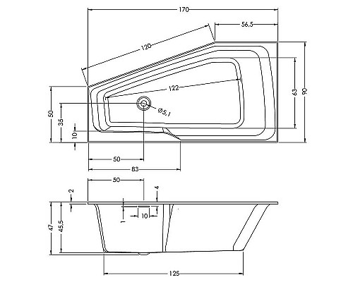 Заказать Акриловая ванна Riho Rething Space 170х90 R B113001005 (BR1500500000000) без гидромассажа в магазине сантехники Santeh-Crystal.ru