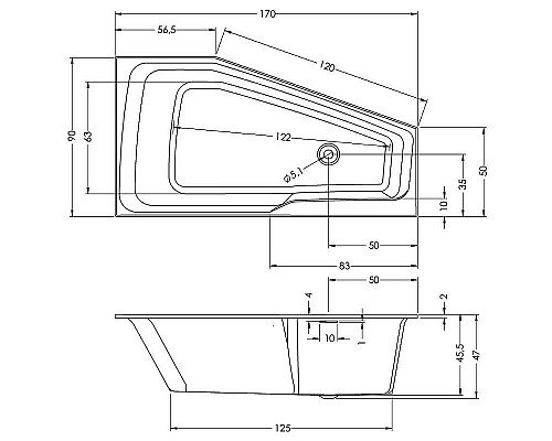 Приобрести Акриловая ванна Riho Rething Space 170х90 L B114001005 (BR1600500000000) без гидромассажа в магазине сантехники Santeh-Crystal.ru