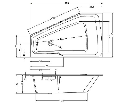 Заказать Акриловая ванна Riho Rething Space 180х110 R B115001005 (BR1800500000000) без гидромассажа в магазине сантехники Santeh-Crystal.ru