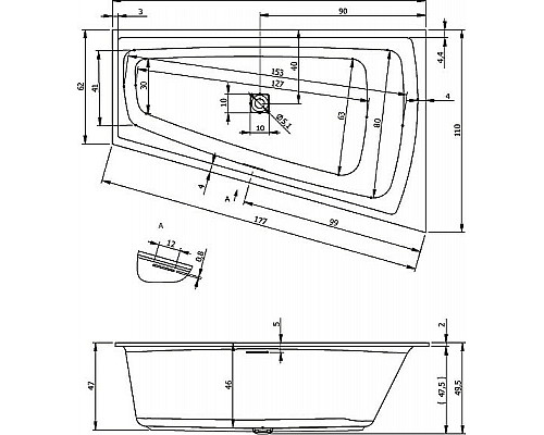 Заказать Акриловая ванна Riho Still Smart 170x110 B102001005 (BR0400500000000) L без гидромассажа в магазине сантехники Santeh-Crystal.ru