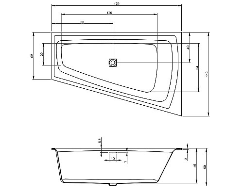 Приобрести Акриловая ванна Riho Still Smart 170х110 B101003005 (BR0300500K00130) L без гидромассажа в магазине сантехники Santeh-Crystal.ru