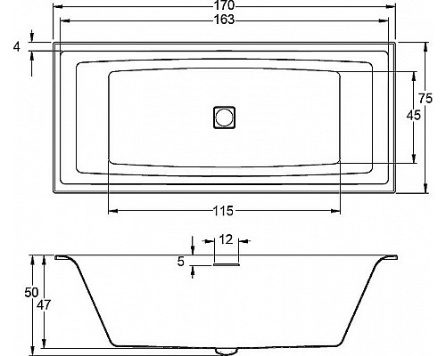 Заказать Акриловая ванна Riho Still Square 170x75 B100001005 (BR0200500000000) без гидромассажа в магазине сантехники Santeh-Crystal.ru