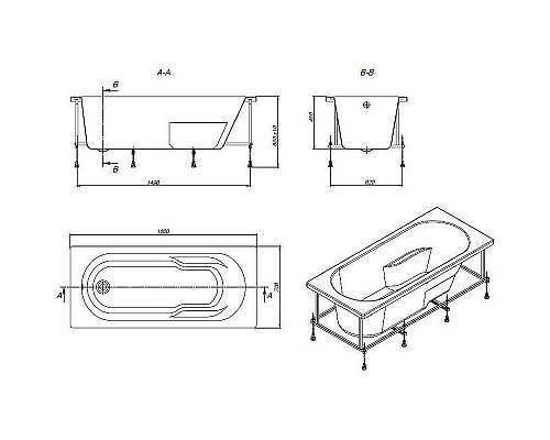 Заказать Акриловая ванна Roca Genova 160x70 ZRU9302973 без гидромассажа в магазине сантехники Santeh-Crystal.ru
