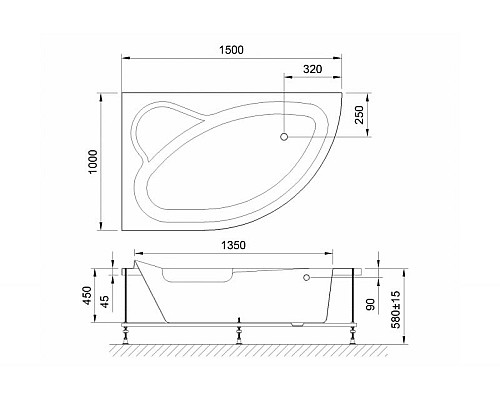 Приобрести Акриловая ванна Royal Bath Alpine Standart 150x100 RB819100ST-L с гидромассажем в магазине сантехники Santeh-Crystal.ru