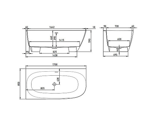 Приобрести Ванна из литьевого мрамора 170x85 см Salini S-Stone Sofia Corner L 102525M в магазине сантехники Santeh-Crystal.ru
