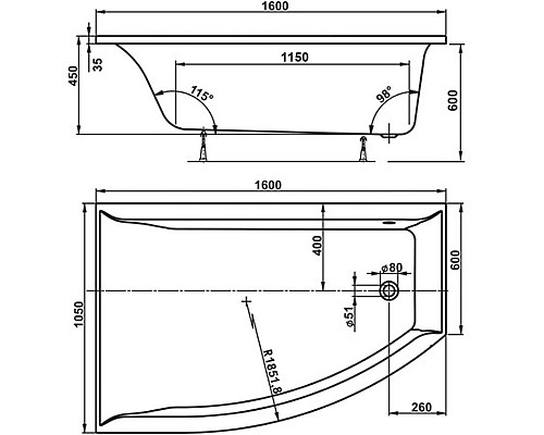 Приобрести Акриловая ванна Vagnerplast Veronela 160x105 L VPBA160VEA3LX-04 без гидромассажа в магазине сантехники Santeh-Crystal.ru