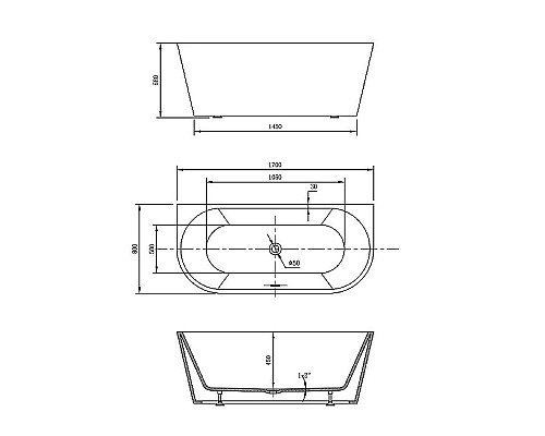 Приобрести Акриловая ванна Vincea 170x80 VBT-421-1700 без гидромассажа в магазине сантехники Santeh-Crystal.ru