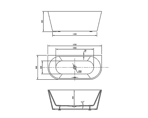 Приобрести Акриловая ванна Vincea 170x80 VBT-421-1700MB без гидромассажа в магазине сантехники Santeh-Crystal.ru