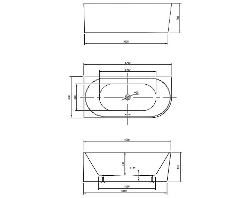 Заказать Акриловая ванна Vincea 170x80 VBT-402-1700L без гидромассажа в магазине сантехники Santeh-Crystal.ru