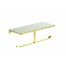 Двойной держатель для туалетной бумаги с полкой WONZON & WOGHAND, Глянцевое золото (WW-9156-LG)