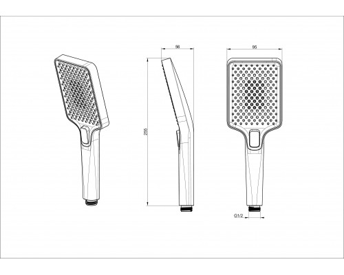 Купить Лейка для душа WONZON & WOGHAND, Темный графит (WW-88SC08-BGM) в магазине сантехники Santeh-Crystal.ru
