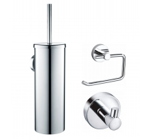 Набор аксессуаров из 3 предметов (крючок, держатель для бумаги, ершик) WONZON & WOGHAND, Хром (WW-8100-CR)