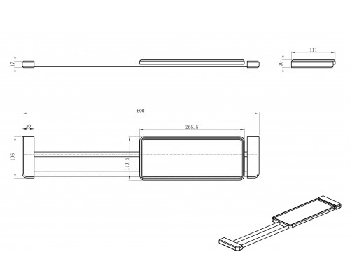 Заказать Раздвижная полка WONZON & WOGHAND, Хром (WW-V3701-CR) в магазине сантехники Santeh-Crystal.ru