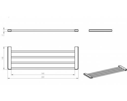 Купить Полка для полотенец WONZON & WOGHAND, Хром (WW-V3901-CR) в магазине сантехники Santeh-Crystal.ru