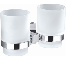 Два стакана для зубных щеток с держателем WONZON & WOGHAND, Хром (WW-8928)