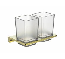 Два стакана для зубных щеток с держателем WONZON & WOGHAND, Глянцевое золото (WW-9128-LG)