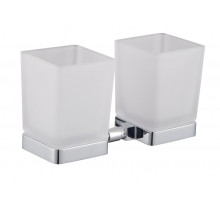 Два стакана для зубных щеток с держателем WONZON & WOGHAND, Хром (WW-6628)