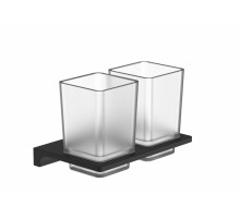 Два стакана для зубных щеток с держателем WONZON & WOGHAND, Черный (WW-9128-BL)