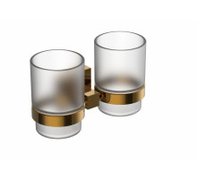 Два стакана для зубных щеток с держателем WONZON & WOGHAND, Темное золото (WW-8928-DG)