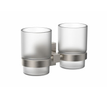 Два стакана для зубных щеток с держателем WONZON & WOGHAND, Брашированный никель (WW-8928-BN)