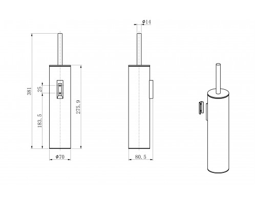 Заказать Туалетный ершик в комплекте WONZON & WOGHAND, Черный матовый (WW-V4601-MB) в магазине сантехники Santeh-Crystal.ru