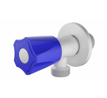 Угловой кран с синей ручкой WONZON & WOGHAND, Белый матовый (WW-A10592-MW)