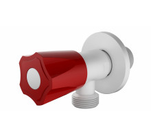 Угловой кран с красной ручкой WONZON & WOGHAND, Белый матовый (WW-A10591-MW)
