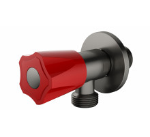 Угловой кран с красной ручкой WONZON & WOGHAND, Темный графит (WW-A10591-BGG)