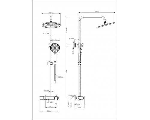 Душевая система WONZON & WOGHAND, Белый матовый (WW-B3517-MW)