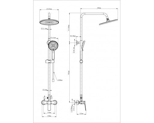 Душевая система WONZON & WOGHAND, Белый матовый (WW-B3200-MW)
