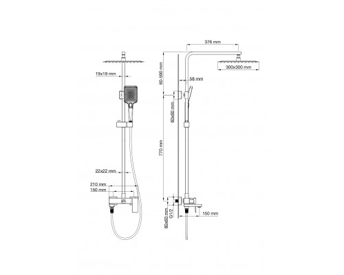 Душевая система Wonzon & Woghand, Брашированное золото (WW-88047068-BG)
