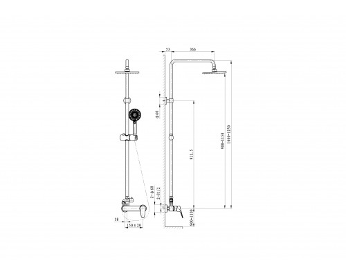 Душевая система встраиваемая Wonzon & Woghand Balance, Хром (WW-054601-CR)