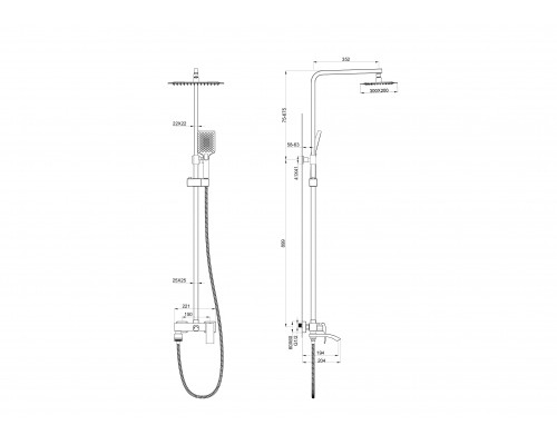 Приобрести Душевая система WONZON & WOGHAND, Темный графит (WW-88739009-BGM) в магазине сантехники Santeh-Crystal.ru
