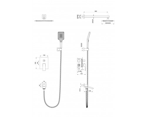 Купить Душевая система встраиваемая WONZON & WOGHAND, Хром (WW-88939009A-CR) в магазине сантехники Santeh-Crystal.ru