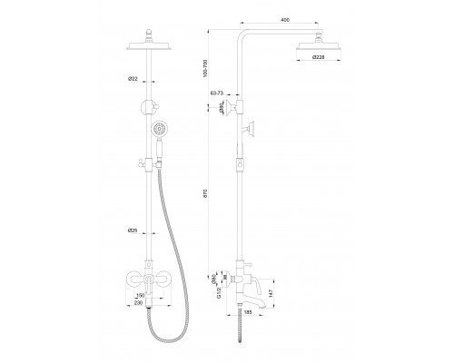 Приобрести Душевая система WONZON & WOGHAND, Темный графит (WW-88739008-BGM) в магазине сантехники Santeh-Crystal.ru