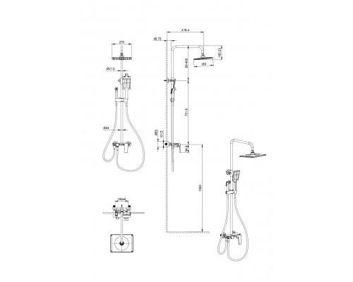 Душевая система WONZON & WOGHAND, Брашированное золото (WW-A30874-BG)