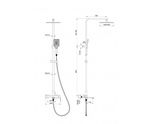 Приобрести Душевая система WONZON & WOGHAND, Черный матовый (WW-88739011-MB) в магазине сантехники Santeh-Crystal.ru