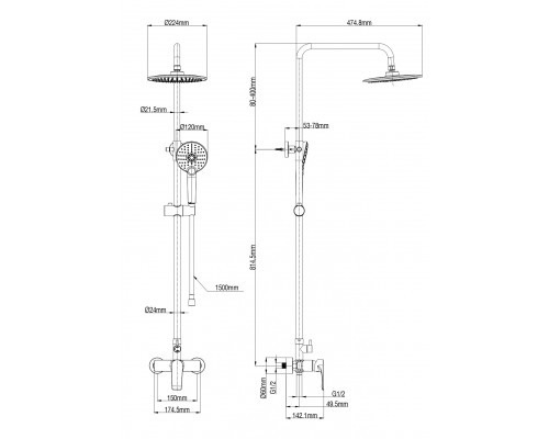 Купить Душевая система WONZON & WOGHAND, Хром (WW-A30103-CR) в магазине сантехники Santeh-Crystal.ru
