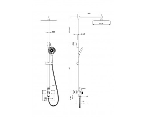 Душевая система Wonzon & Woghand, Темный графит (WW-88739010-BGM)
