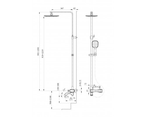 Душевая система встраиваемая Wonzon & Woghand Triumph, Хром (WW-563601-CR)