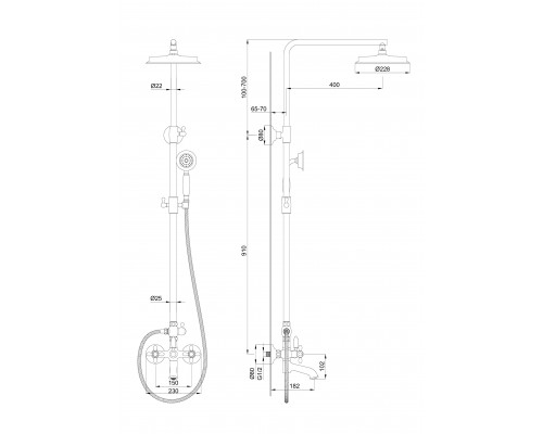 Купить Душевая система WONZON & WOGHAND, Черный матовый (WW-88739020-MB) в магазине сантехники Santeh-Crystal.ru