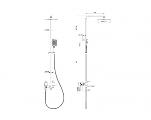 Заказать Душевая система WONZON & WOGHAND, Черный матовый (WW-88739003-MB) в магазине сантехники Santeh-Crystal.ru