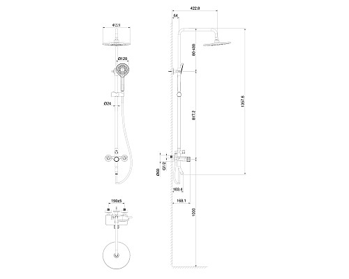 Купить Душевая система WONZON & WOGHAND, Белый матовый (WW-N3S962-MW) в магазине сантехники Santeh-Crystal.ru