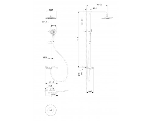 Заказать Душевая система WONZON & WOGHAND, Хром (WW-AE33110-CR) в магазине сантехники Santeh-Crystal.ru