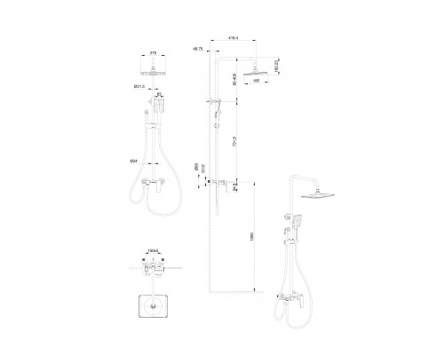 Приобрести Душевая система WONZON & WOGHAND, Черный матовый (WW-A30874-MB) в магазине сантехники Santeh-Crystal.ru