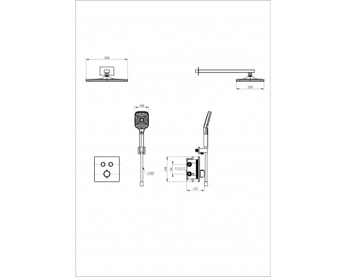 Купить Душевая система с термостатом встраиваемая WONZON & WOGHAND, Темный графит (WW-D2017-B-BGG) в магазине сантехники Santeh-Crystal.ru