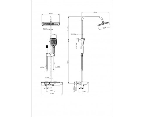 Душевая система с термостатом WONZON & WOGHAND, Темный графит (WW-B4174-BGG)