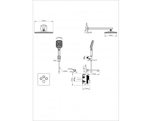 Душевая система с термостатом встраиваемая WONZON & WOGHAND, Черный матовый (WW-B4005-MB)