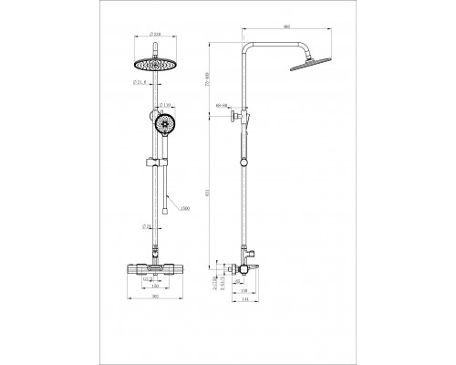 Купить Душевая система с термостатом WONZON & WOGHAND, Брашированное золото (WW-C3017-A-BG) в магазине сантехники Santeh-Crystal.ru